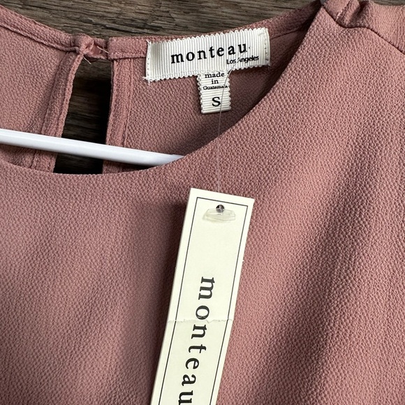 Monteau Pink Mauve Flutter Sleeve Peplum Blouse Small - Picture 4 of 5